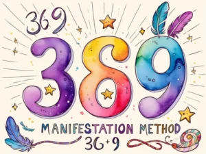 Watercolor illustration featuring the numbers 369 manifestation.