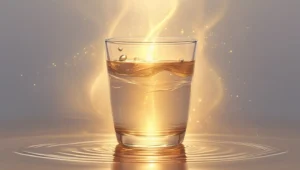 A glowing glass of water symbolizing manifestation energy and positive affirmations.