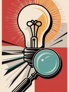 Graphic with a lightbulb and magnifying glass symbolizing new ideas, with the text 'Manifestation Myths Busted: Truths You Need to Know' in bold, vibrant colors.