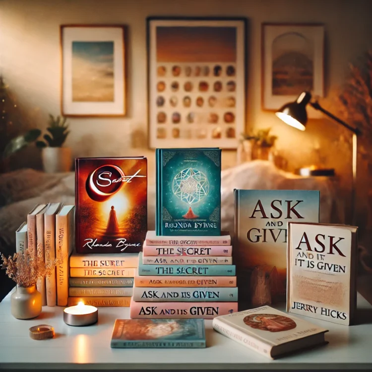 Manifestation books on table.