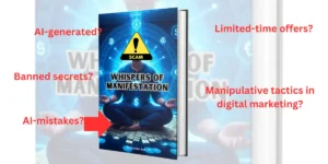 Whisper of manifestation on borlest cover image with its scam signs.