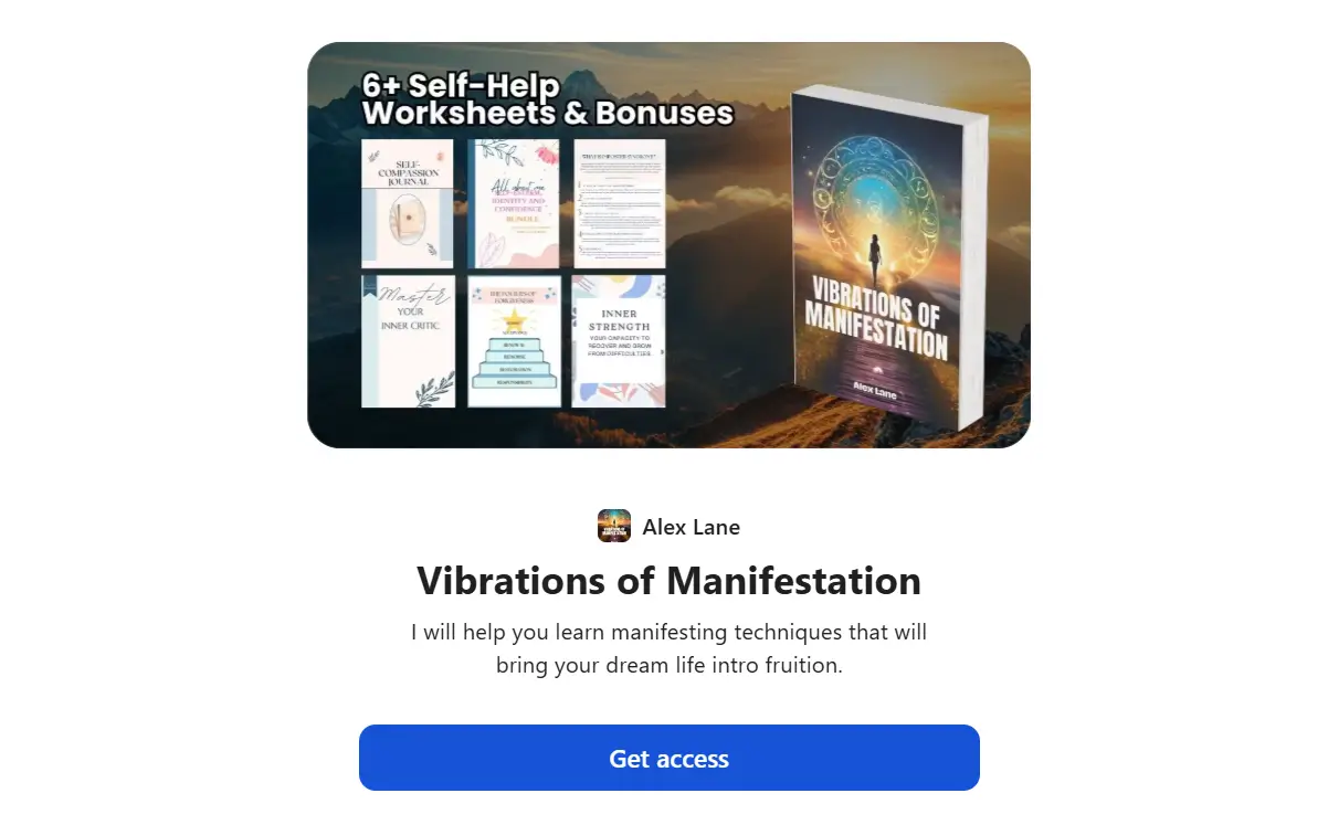 The product Vibrations of Manifestation is now hosted on Whop, indicating yet another shift in platform as they try to stay ahead of being exposed.
