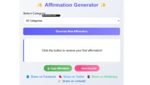 Screenshot of Affirmation Generator tool.