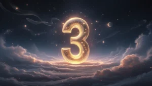Angel Number Calculator with glowing numbers in a mystical starry sky, symbolizing numerology and spiritual guidance.